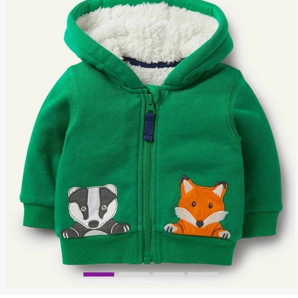 Mini Boden Other - NWT Mini Boden highland green animal appliqué zipped hoodie